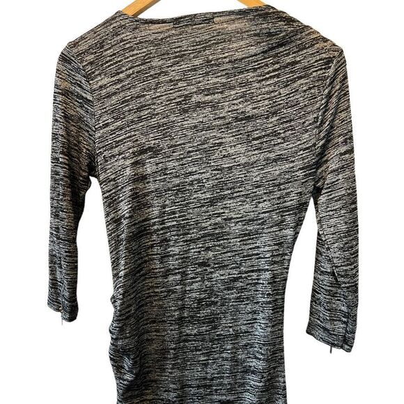 SUZY SHIER Heather Grey Cross Front Wrap Knee Length Scrunch Side Dress - Picture 6 of 8